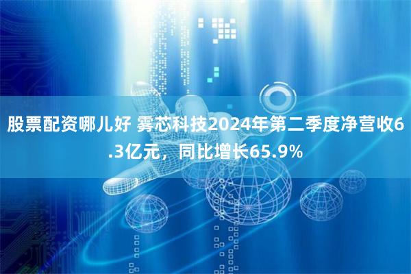 股票配资哪儿好 雾芯科技2024年第二季度净营收6.3亿元，同比增长65.9%